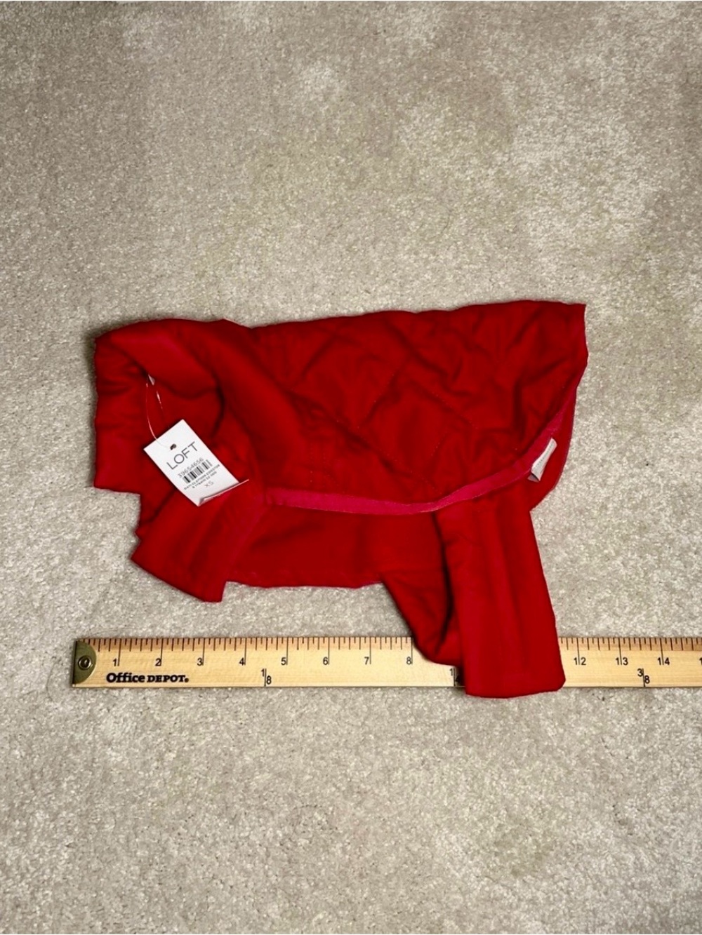 LOFT Red Quilted Dog Coat with Skirt
